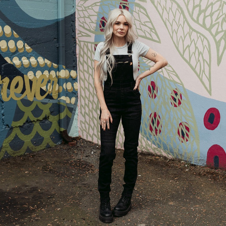 Black dungaree outfit sale