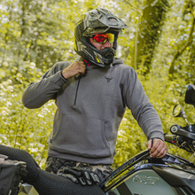 Load image into Gallery viewer, MotoBull Helmet Hoodie (Grey)