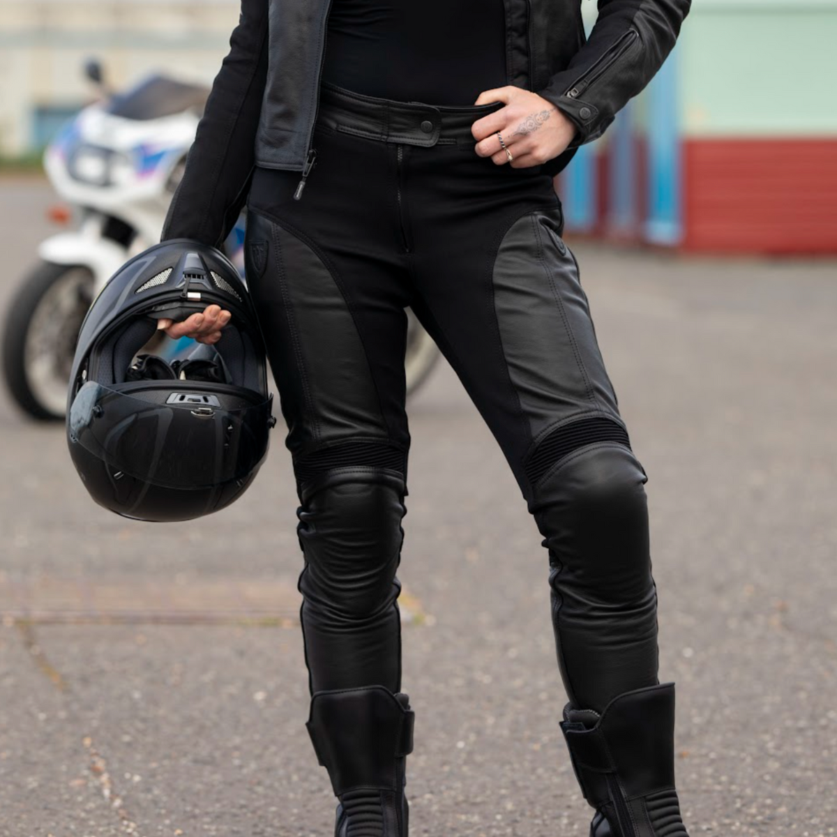 Fiona Black Leather Trousers MotoGirl Ltd