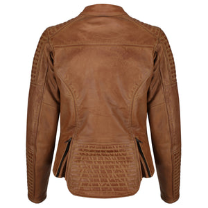 Valerie Camel Leather Jacket - MotoGirl Ltd