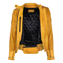 Load image into Gallery viewer, Valerie Yellow Leather Jacket - MotoGirl Ltd
