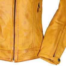 Load image into Gallery viewer, Valerie Yellow Leather Jacket - MotoGirl Ltd