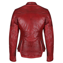 Load image into Gallery viewer, Valerie Red Leather Jacket - MotoGirl Ltd