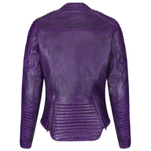Load image into Gallery viewer, Valerie Purple Leather Jacket - MotoGirl Ltd