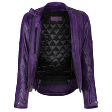 Load image into Gallery viewer, Valerie Purple Leather Jacket - MotoGirl Ltd