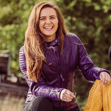 Load image into Gallery viewer, Valerie Purple Leather Jacket