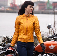 Load image into Gallery viewer, Valerie Yellow Leather Jacket