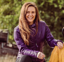 Load image into Gallery viewer, Valerie Purple Leather Jacket