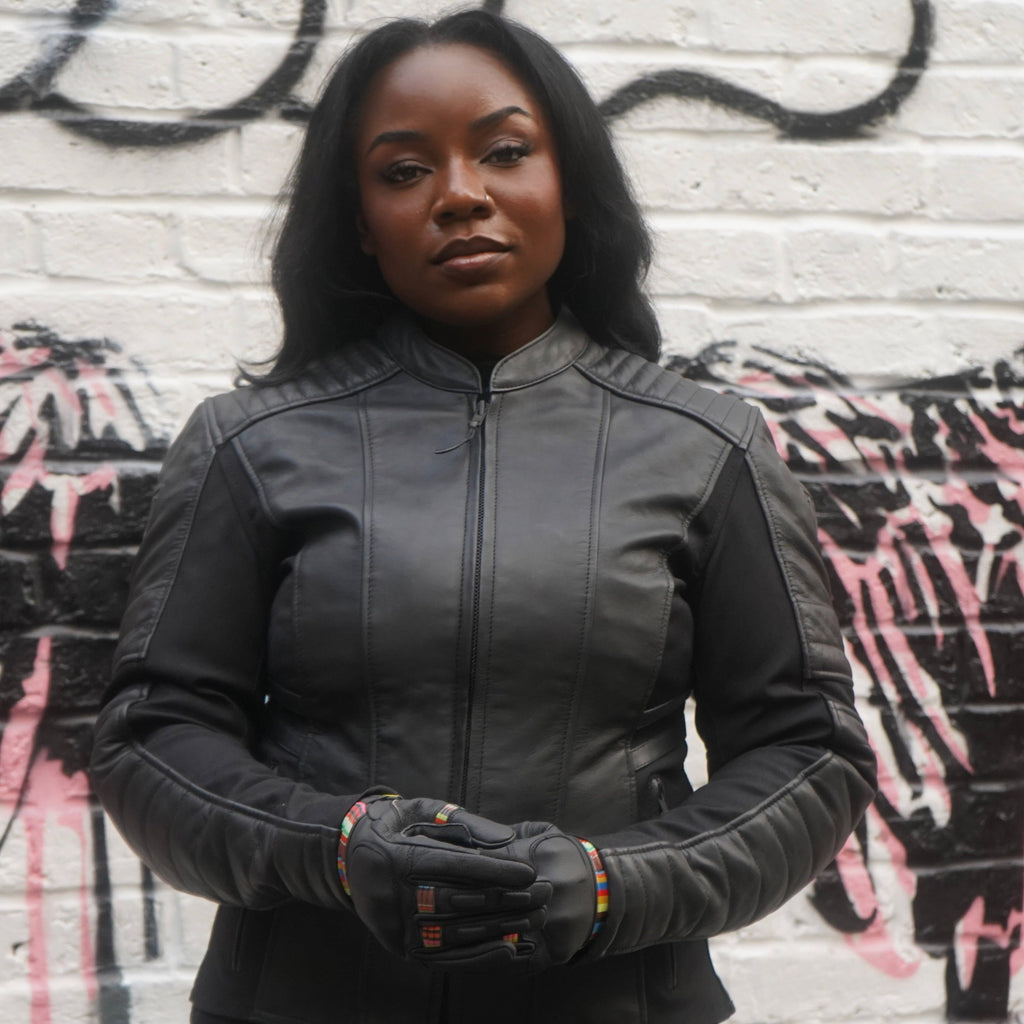 Amelia Black Leather Jacket - MotoGirl Ltd