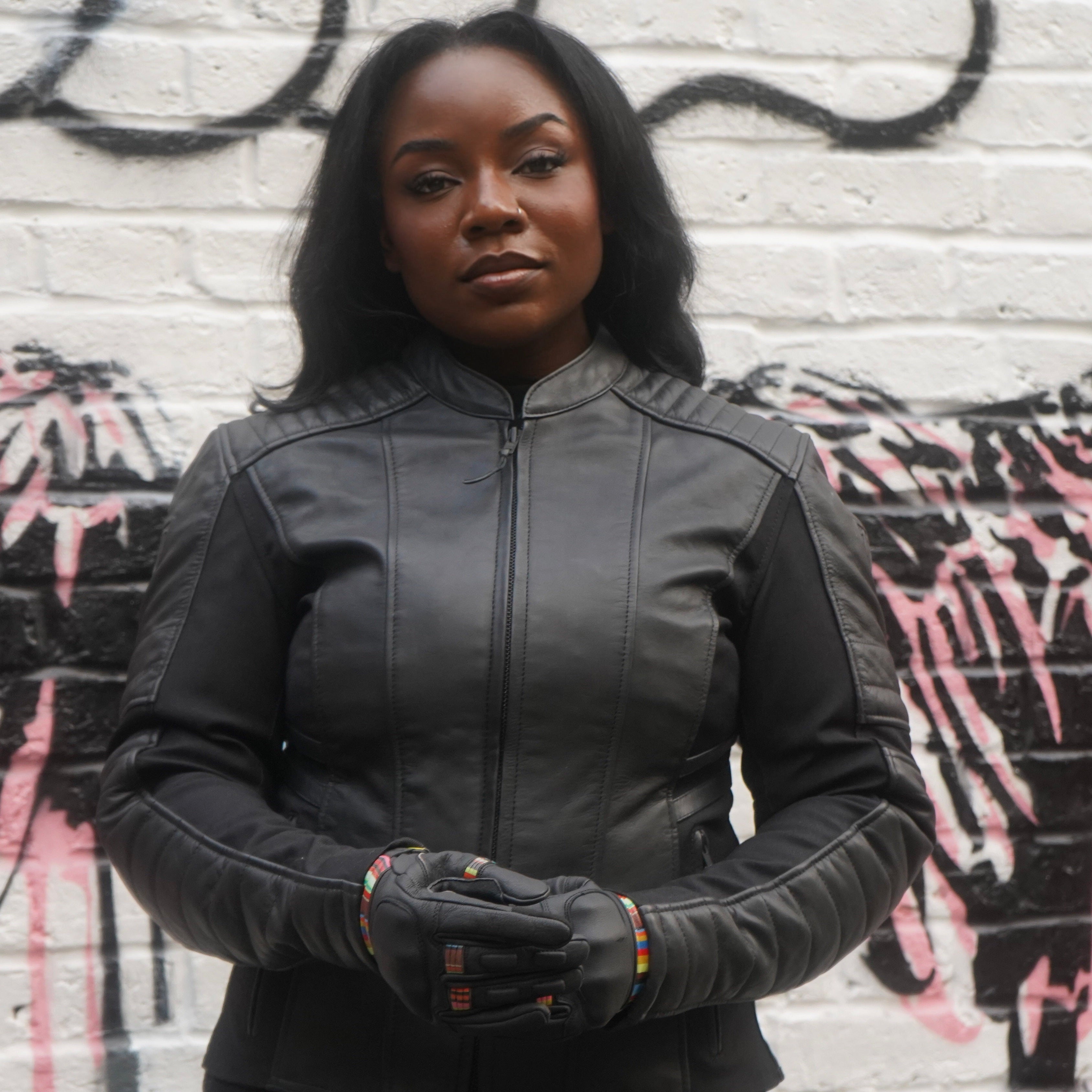Amelia Black Leather Jacket - MotoGirl Ltd