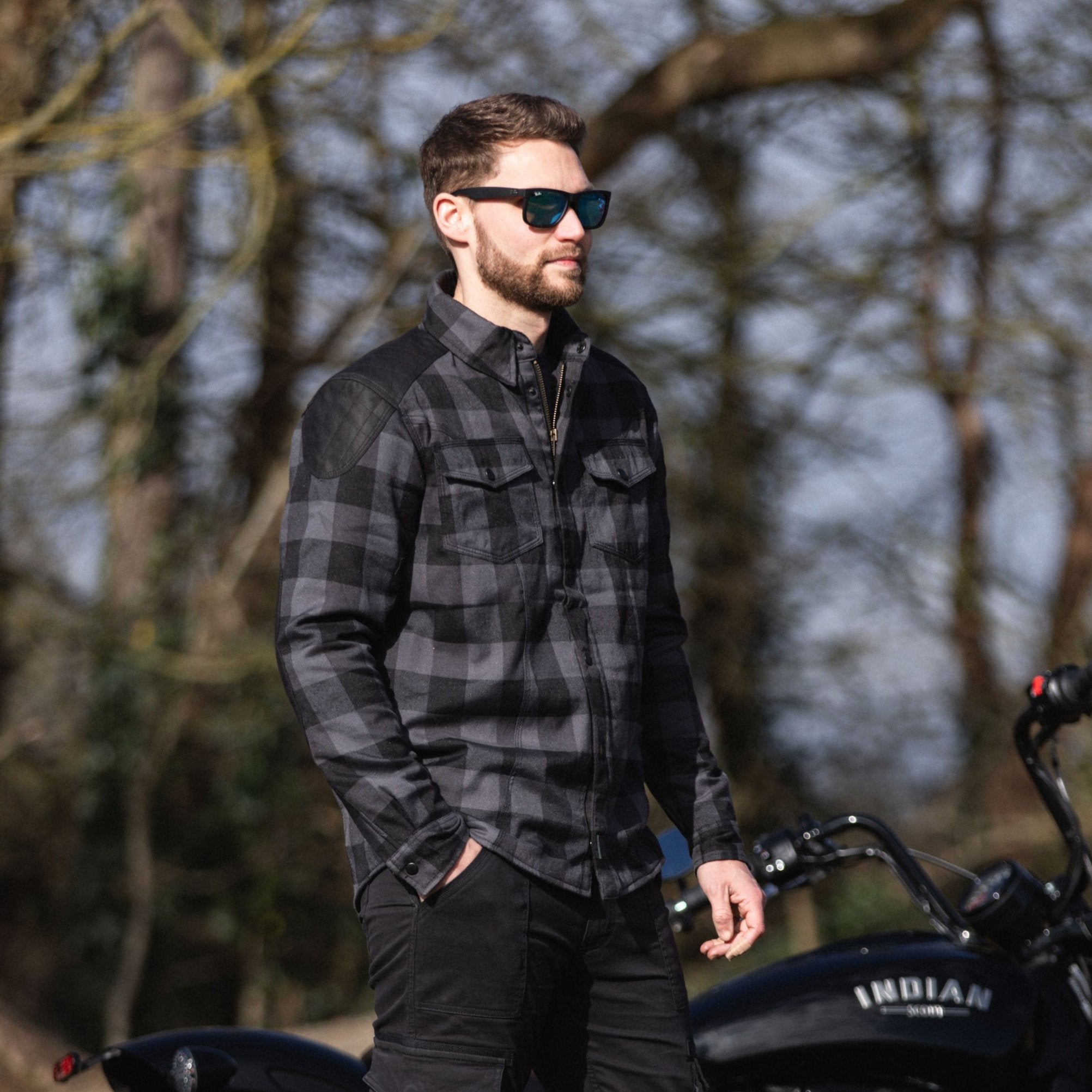 Woody Flannel Jacket (Grey) - MotoGirl Ltd