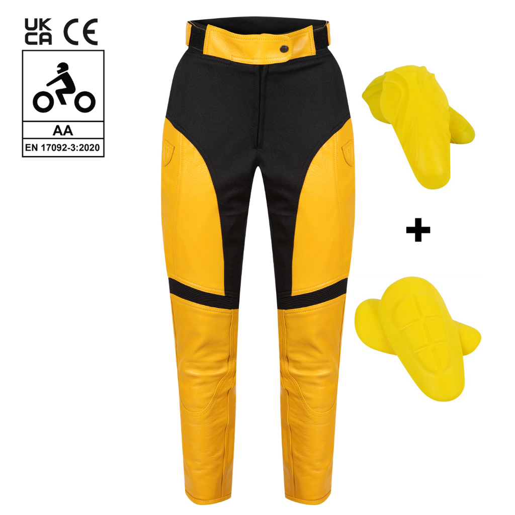 Fiona Yellow Leather Trousers