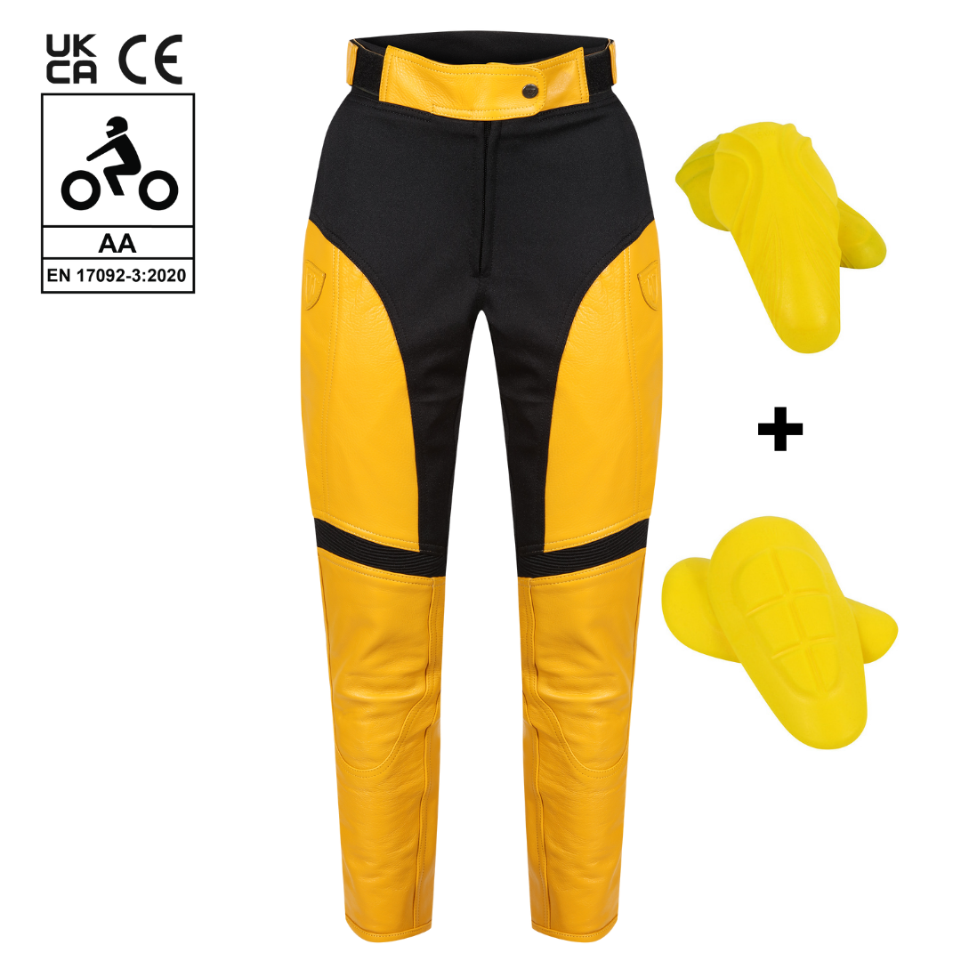 Fiona Yellow Leather Trousers