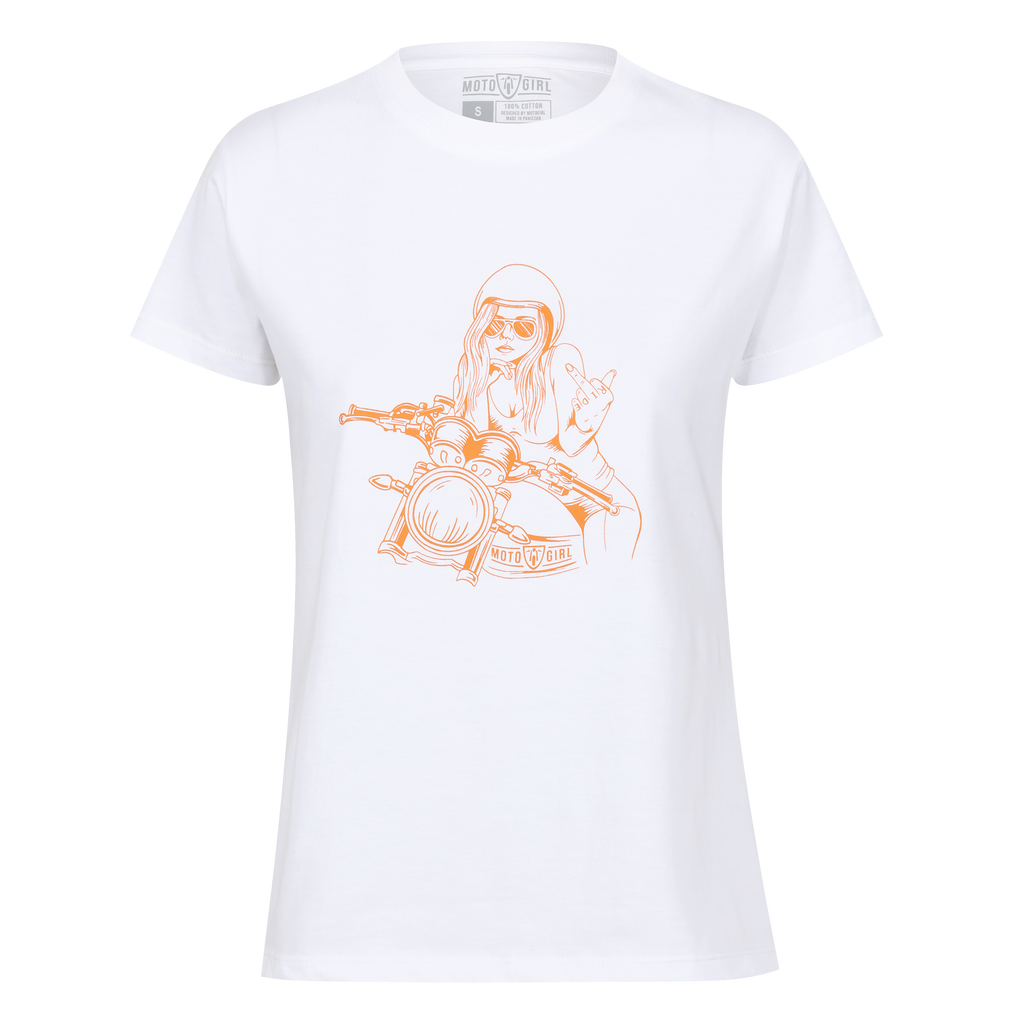 Rebel Girl T-Shirt (White) - MotoGirl Ltd