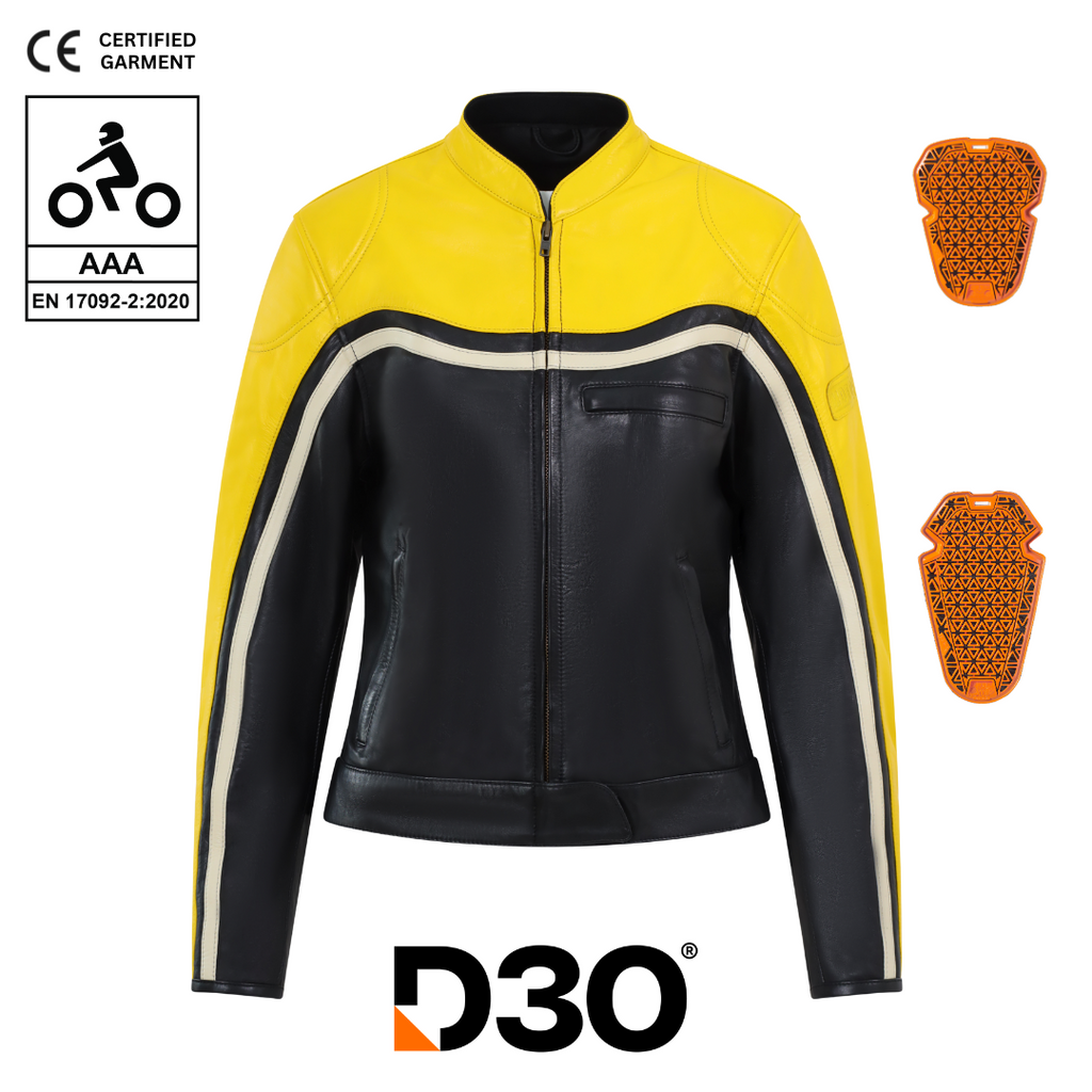 Hayley Yellow Leather Jacket - MotoGirl Ltd