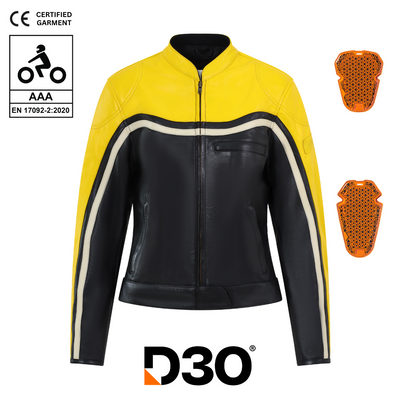 Hayley Yellow Leather Jacket - MotoGirl Ltd