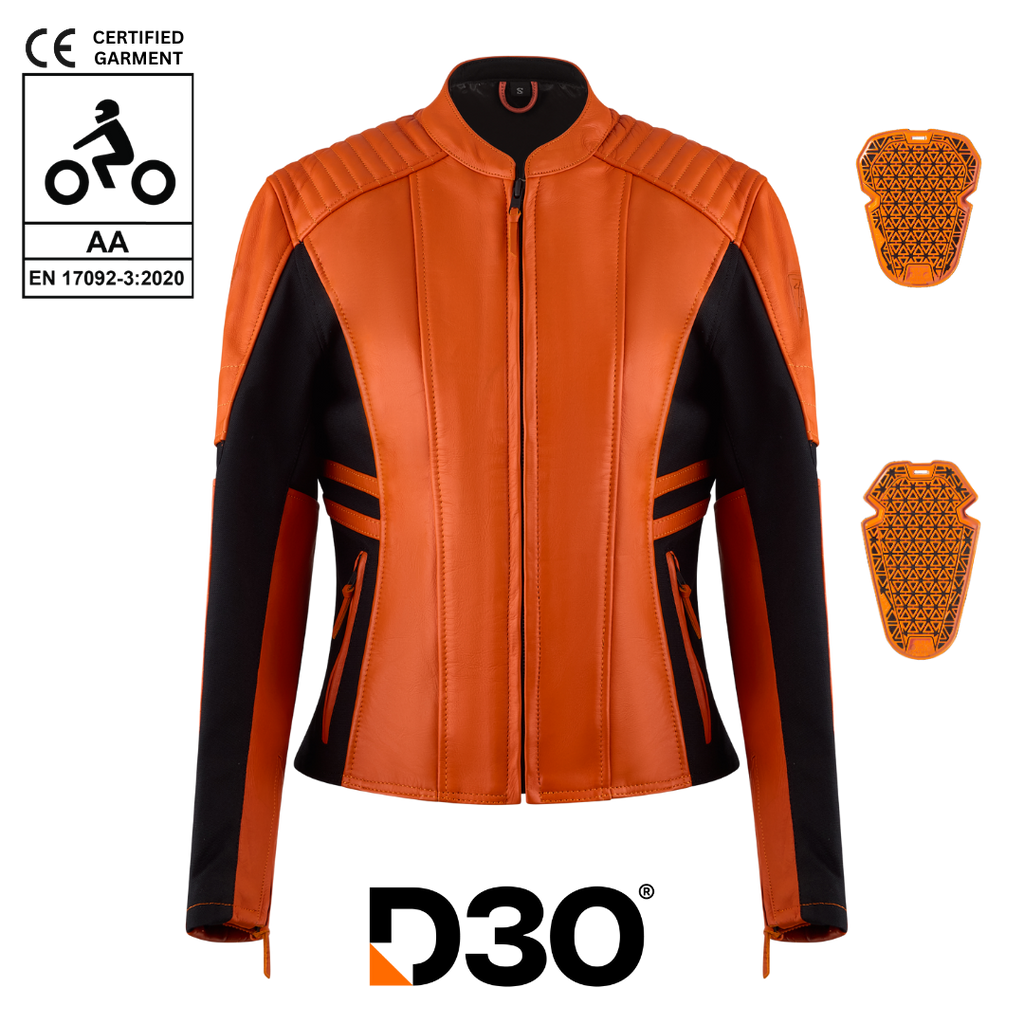 Amelia Orange Leather Jacket