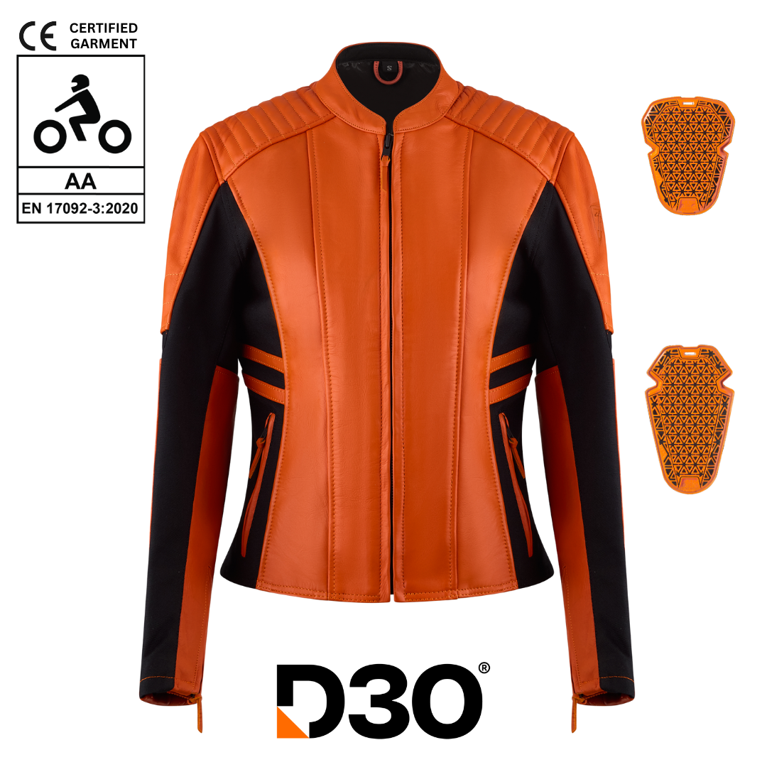 Amelia Orange Leather Jacket