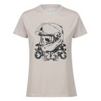 Rose Skull T-Shirt (Sand) - MotoGirl Ltd