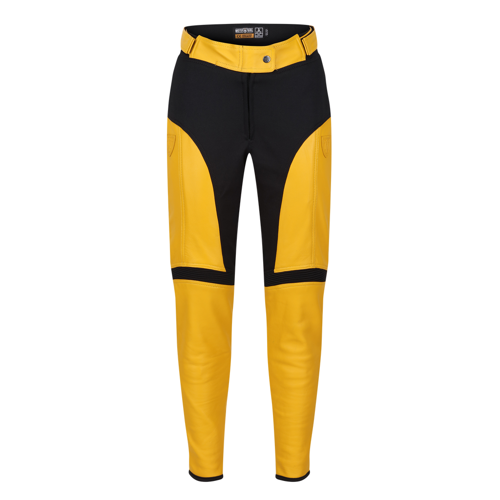 Fiona Yellow Leather Trousers
