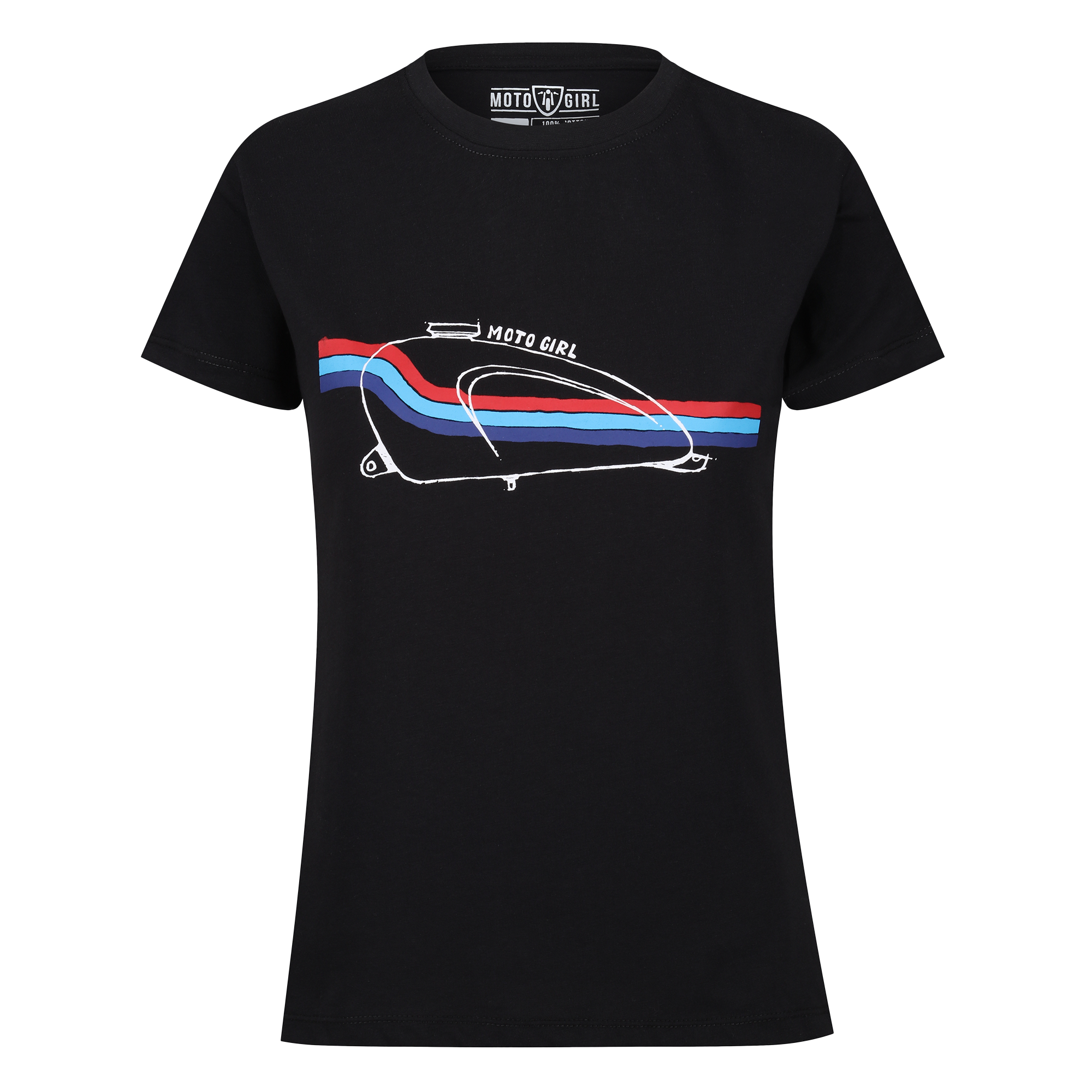 Moto Tank T-Shirt (Black/Blue Stripe) - MotoGirl Ltd
