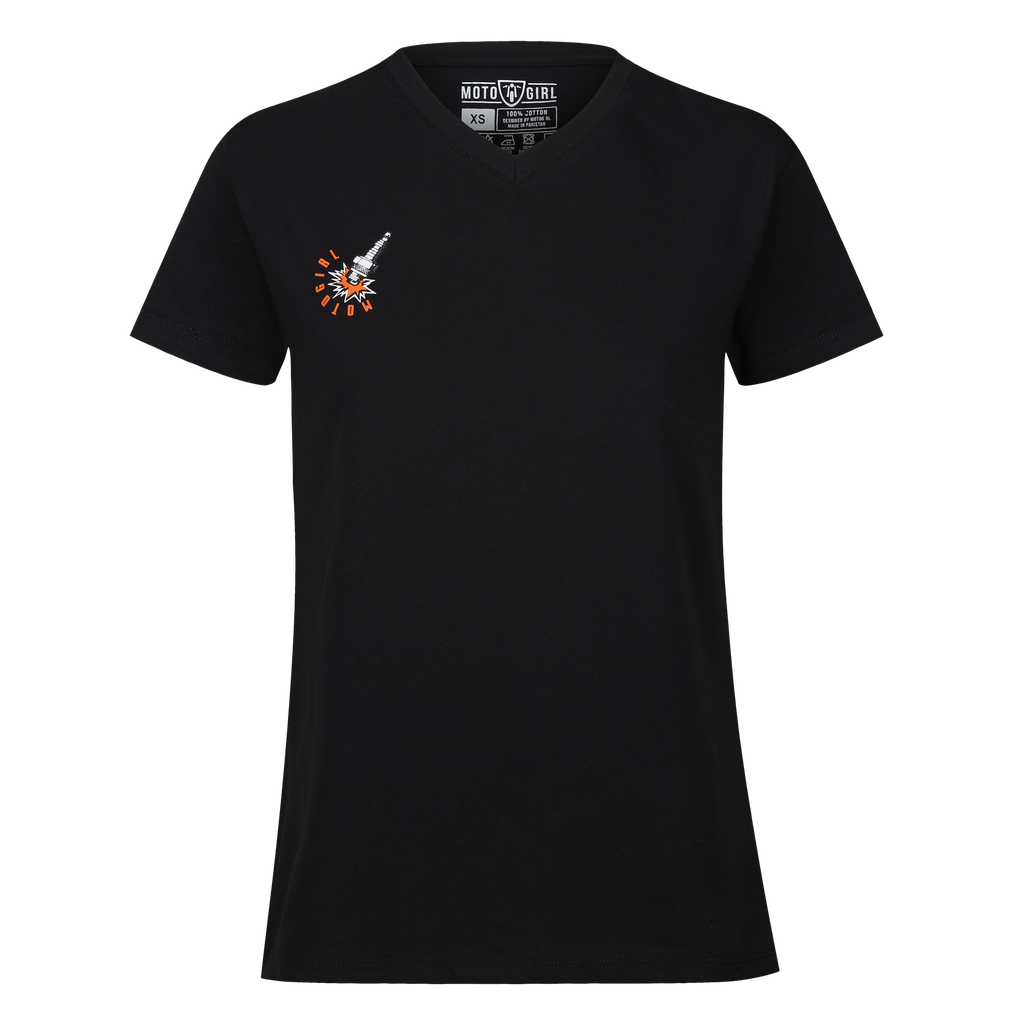 Spark Plug T-Shirt (Black) - MotoGirl Ltd