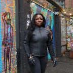 Amelia Black Leather Jacket - MotoGirl Ltd