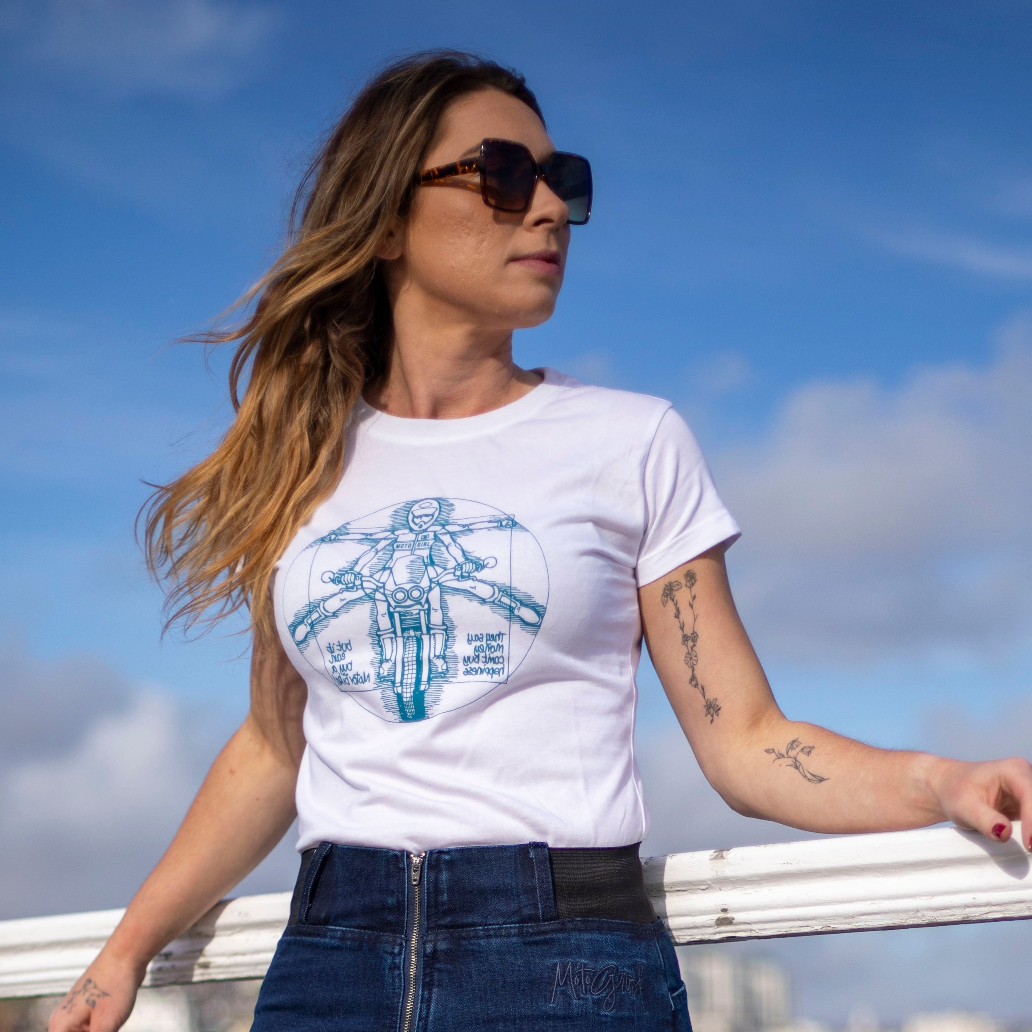 Da Vinci T-Shirt (White) - MotoGirl Ltd