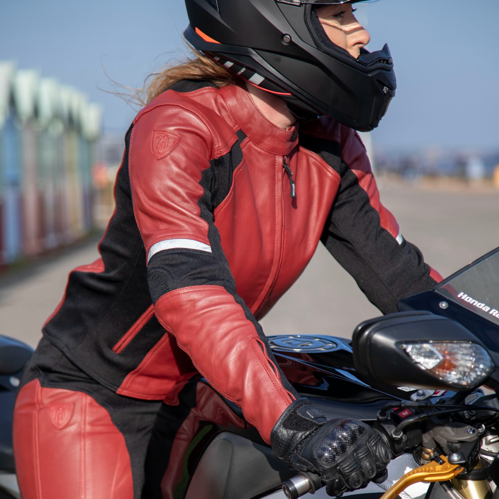 Fiona Red Leather Jacket - MotoGirl Ltd