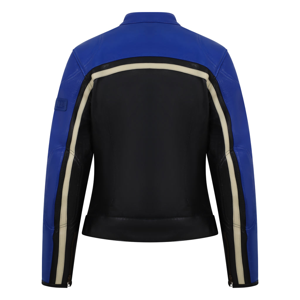 Hayley Blue Leather Jacket - MotoGirl Ltd