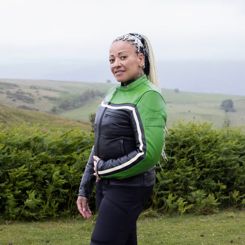 Hayley Green Leather Jacket - MotoGirl Ltd