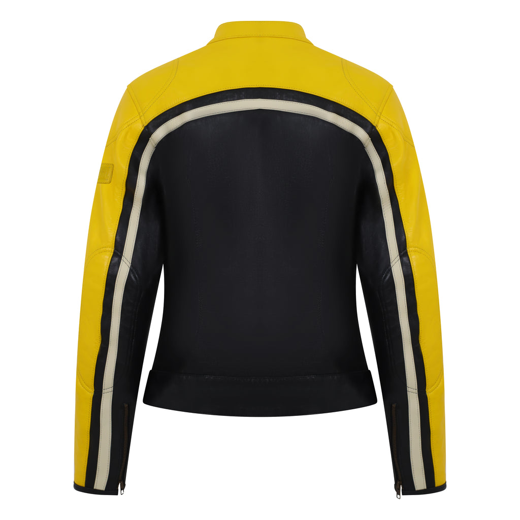 Hayley Yellow Leather Jacket - MotoGirl Ltd
