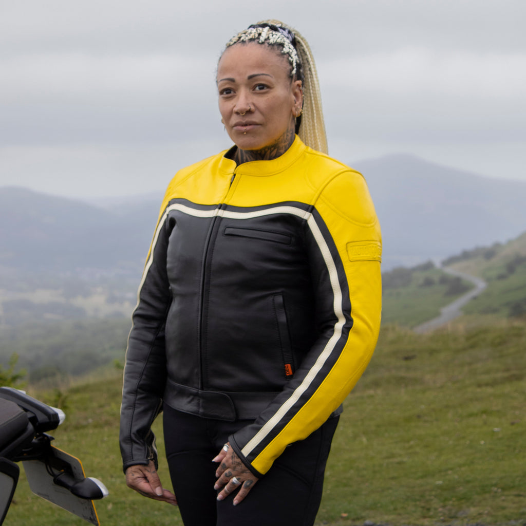 Hayley Yellow Leather Jacket - MotoGirl Ltd