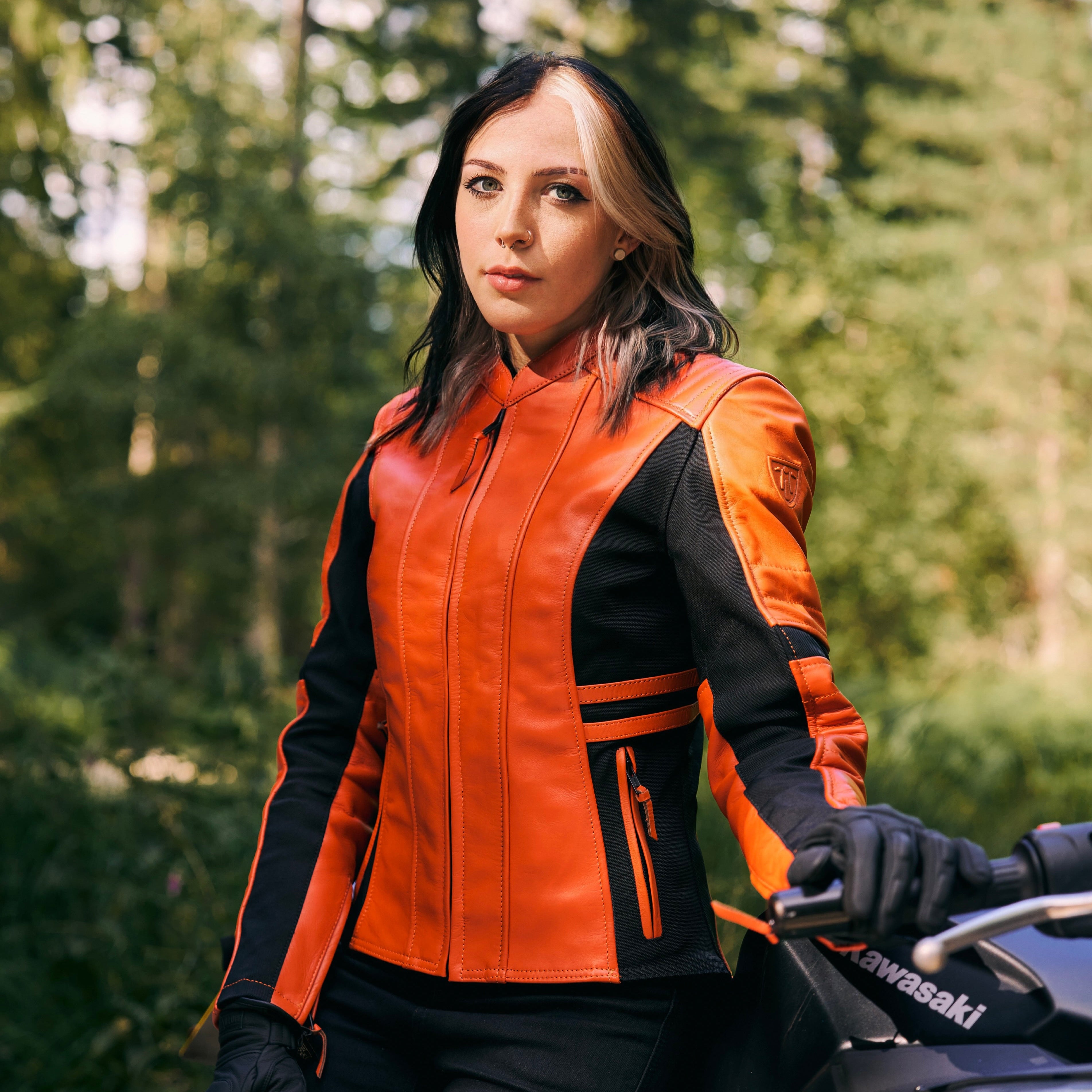 Amelia Orange Leather Jacket – MotoGirl Ltd