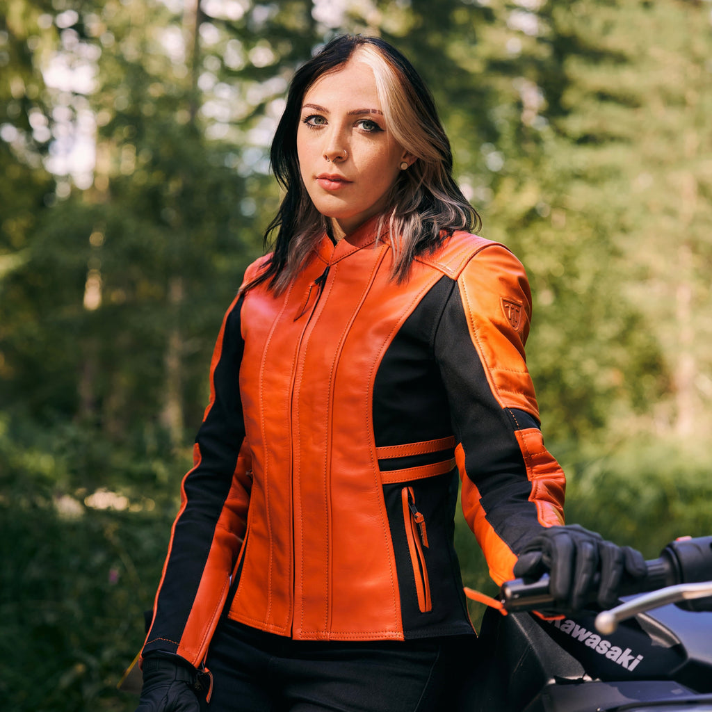 Amelia Orange Leather Jacket