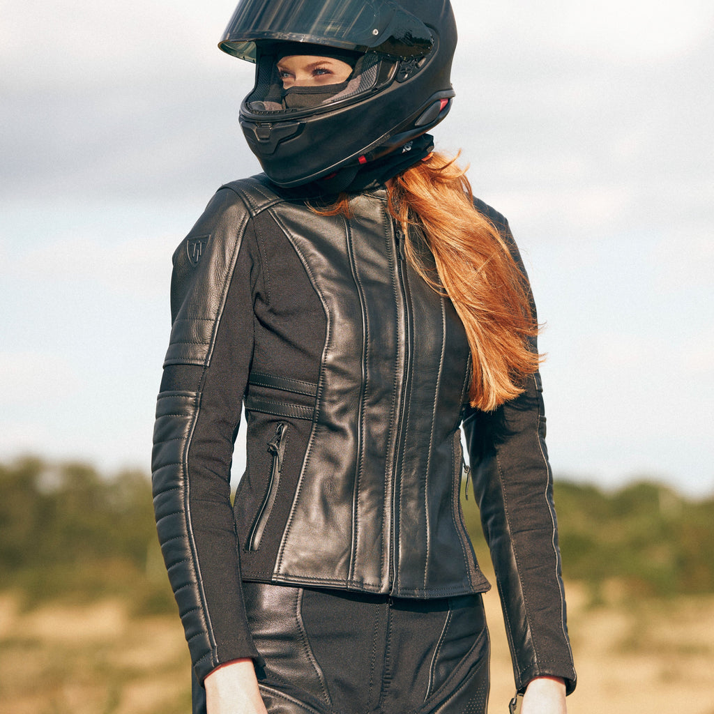 Amelia Black Leather Jacket - MotoGirl Ltd