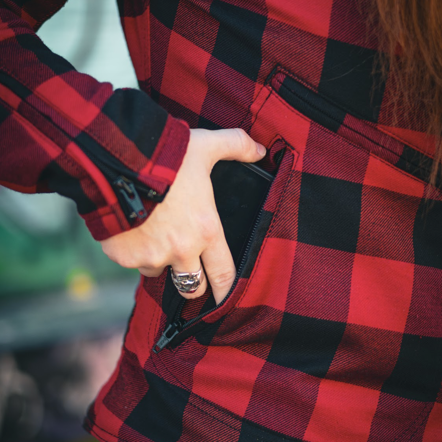 Jessie Flannel Jacket (Red) - MotoGirl Ltd