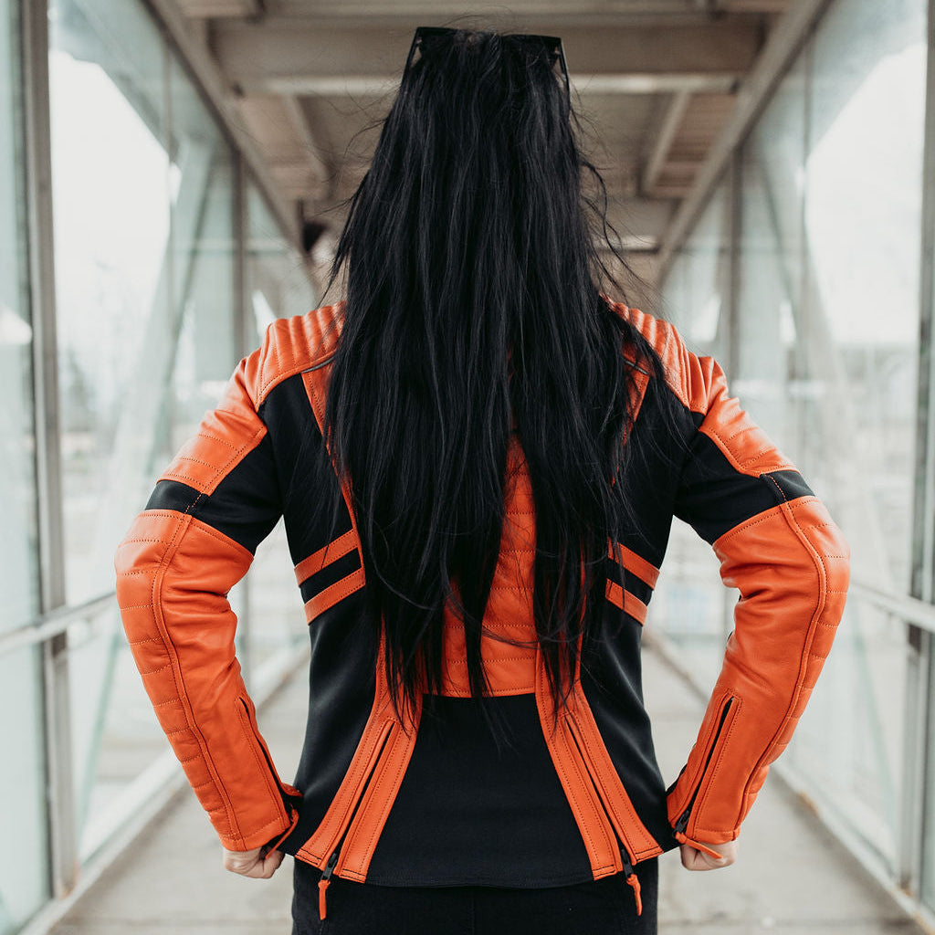 Amelia Orange Leather Jacket