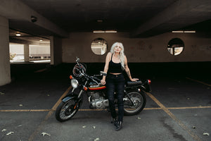 MotoGirl Ribbed Knee leggings black damskie leginsy jeansowe z  ochraniaczami spodnie dla motocyklistek RED HOT CHILI CUSTOMS SKLEP  MOTOCYKLOWY Z CZĘŚCIAMI CUSTOM I ODZIEŻĄ MOTOCYKLOWĄ CAFE RACER SCRAMBLER  VINTAGE- CUSTOM PARTS 