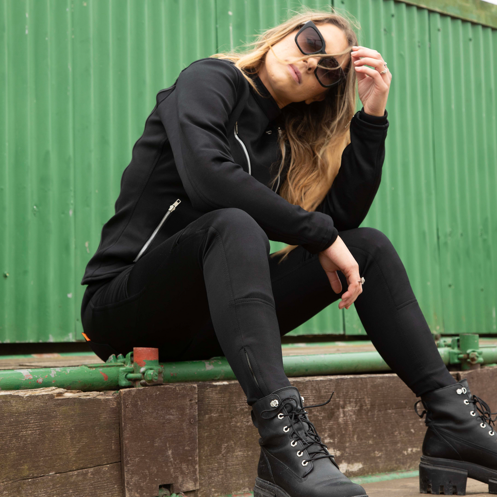 Nimi Zip Trousers (Black) - MotoGirl Ltd