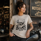 Rose Skull T-Shirt (Sand) - MotoGirl Ltd