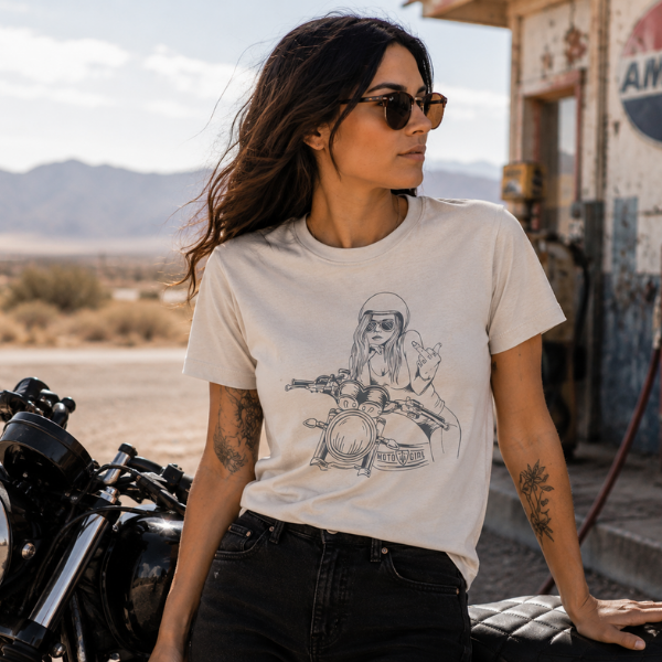 Rebel Girl T-Shirt (Sand) - MotoGirl Ltd