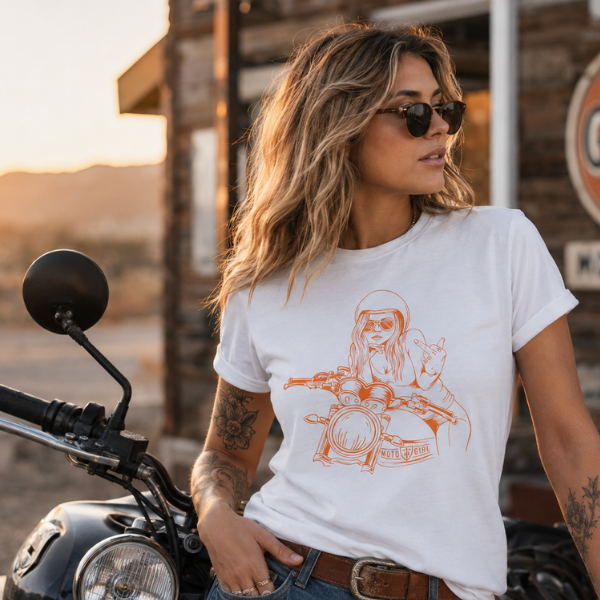 Rebel Girl T-Shirt (White) - MotoGirl Ltd