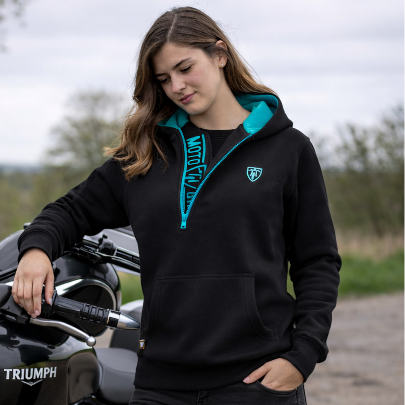 Helmet Hoodie - Teal/Black - MotoGirl Ltd