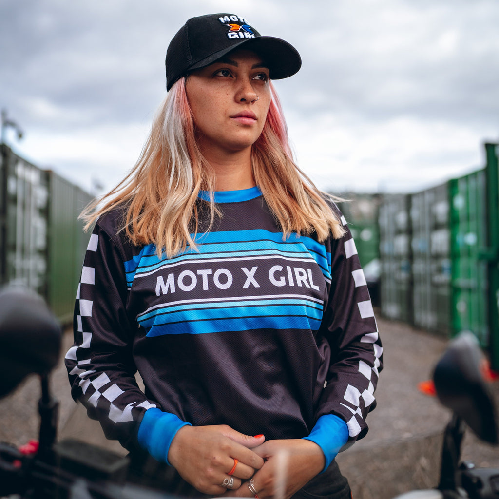 MX Shirt Chequered Blue - MotoGirl Ltd