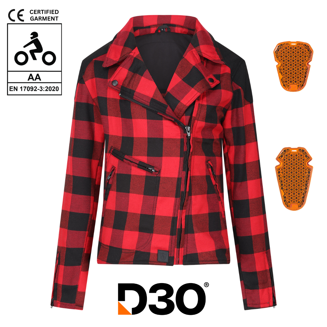 Jessie Flannel Jacket (Red) - MotoGirl Ltd