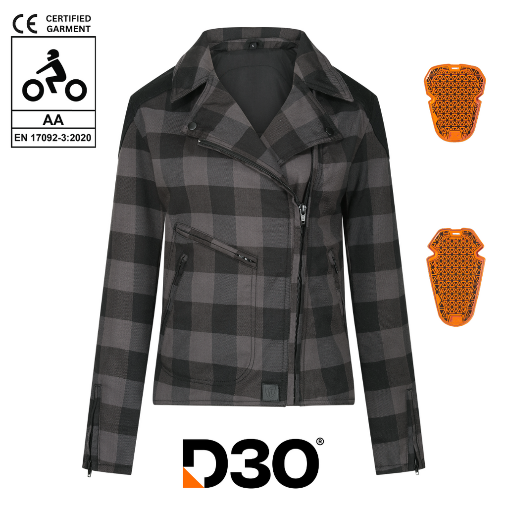 Jessie Flannel Jacket (Grey) - MotoGirl Ltd