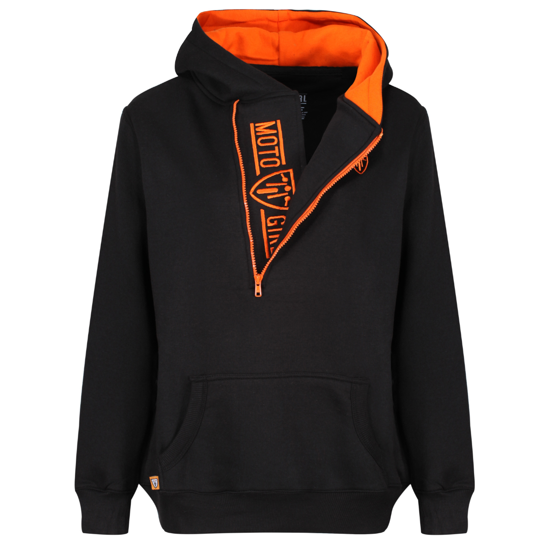 Helmet Hoodie - Black/Orange - MotoGirl Ltd