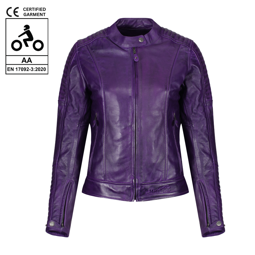 Valerie Purple Leather Jacket - MotoGirl Ltd