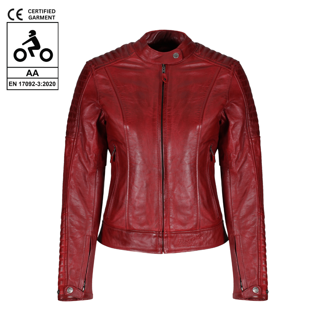 Valerie Red Leather Jacket - MotoGirl Ltd